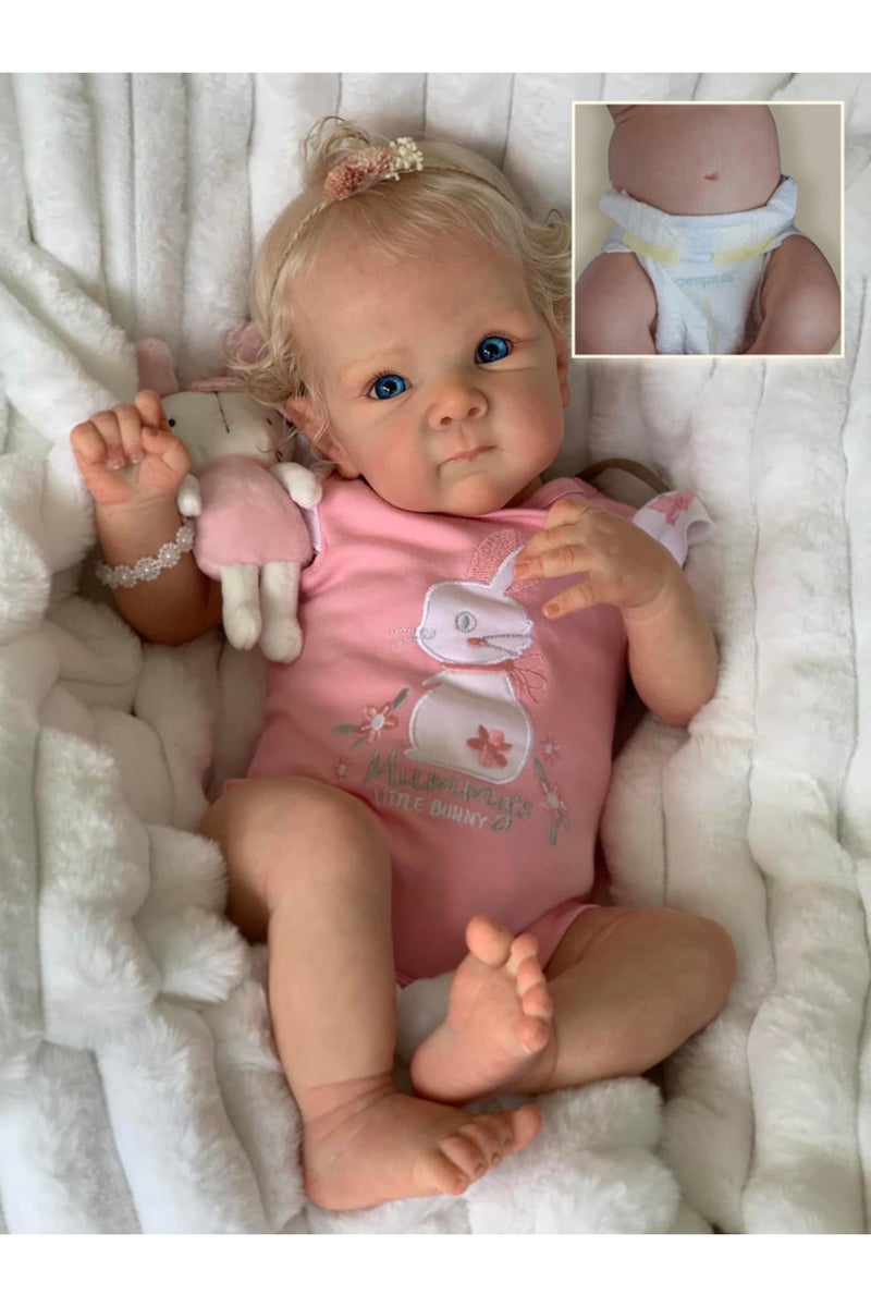 دمية بيتي ريبورن الوردية مقاس 45 سم (18 بوصة) - دمية طفل حديث الولادة واقعية الجسم بالكامل مع طبقات متعددة