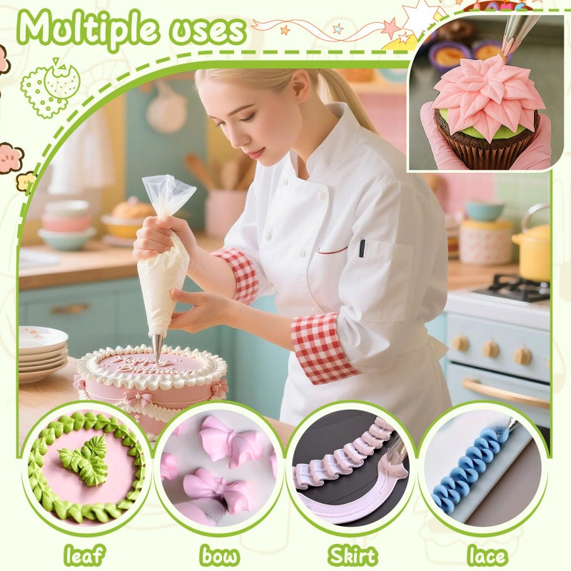 Suuker 5 Pieces Leaf Piping Tips,Stainless Steel Cake Decorating Tips, Frosting Icing Tips for Cupcakes, Cake, Cookie and Decoratingï¼ˆ67 68 70 352 113ï¼‰ - Image 3