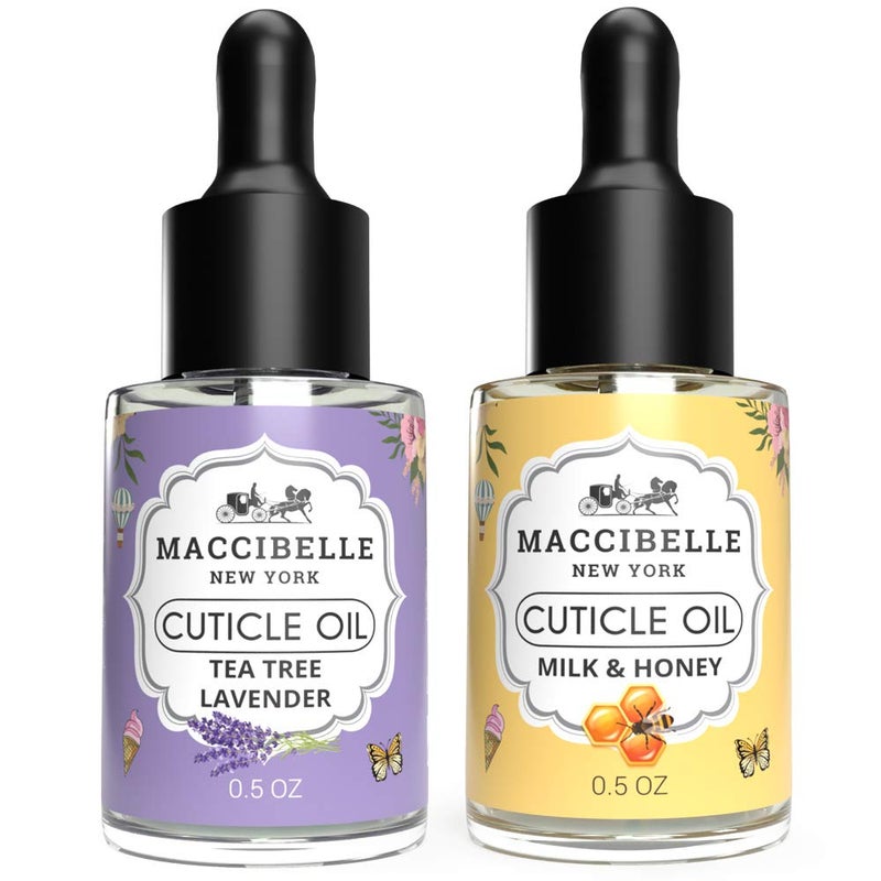 maccibelle Maccibelle Cuticle Oil 05 oz for Dry Cracked Cuticles SET OF 2 Tea Tree Lavender  Milk Honey