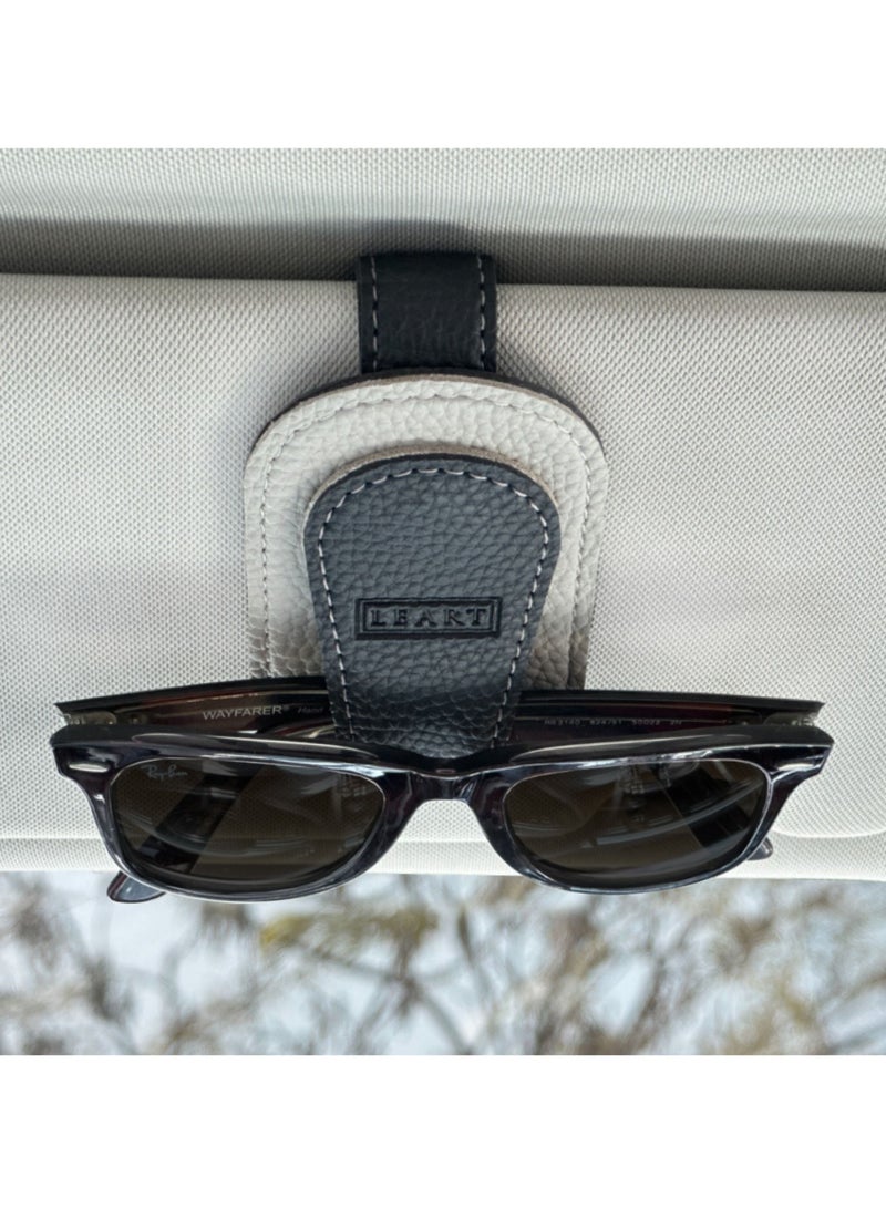LeArt Sunglass Holder for Car – Car Sunglasses Holder | Car Accessories | Automobile Accessories | Sun Visor Car I Suitable for All Car Models (Black)  - Image 1