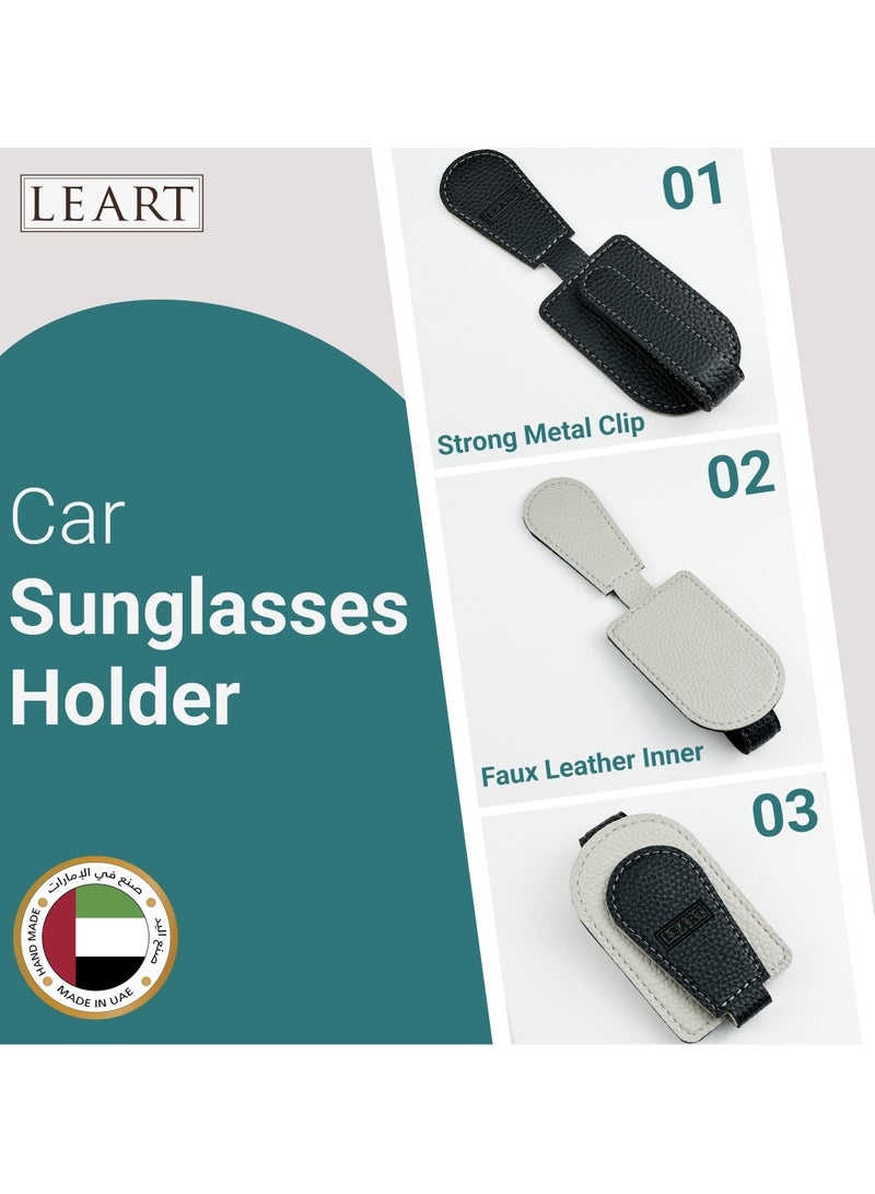 LeArt Sunglass Holder for Car – Car Sunglasses Holder | Car Accessories | Automobile Accessories | Sun Visor Car I Suitable for All Car Models (Black)  - Image 2