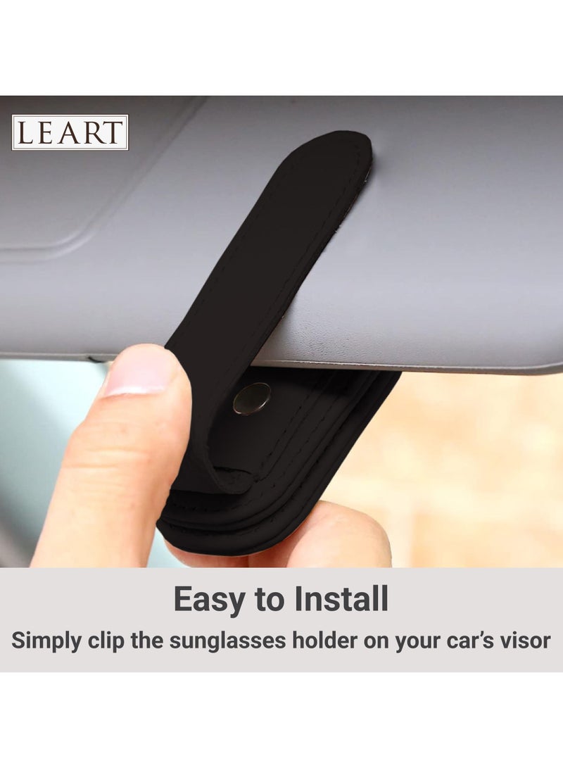 LeArt Sunglass Holder for Car – Car Sunglasses Holder | Car Accessories | Automobile Accessories | Sun Visor Car I Suitable for All Car Models (Black)  - Image 4