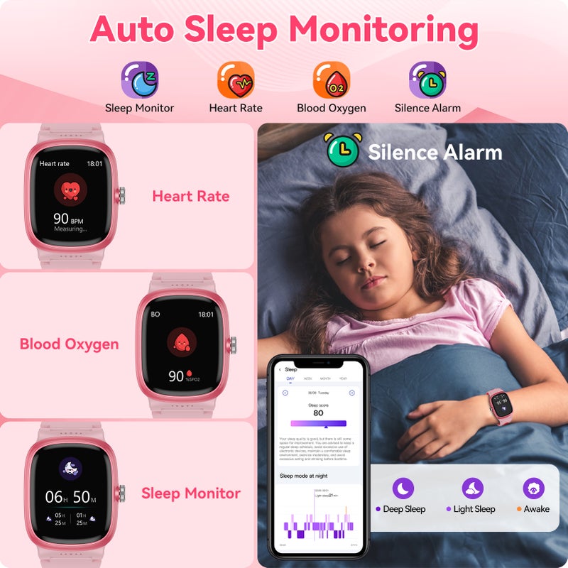 anyloop ALK1 Kids Smartwatch Boys Girls Smartwatch with Sleep | Health | Activity Tracker | Games | Alarm Clock IP68 Waterproof Kids Fitness Watch with Pedometer Family Account Toy Gift for 4-16 Years Olds - Image 3