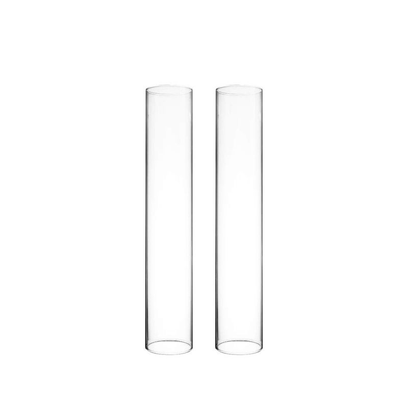 CYS EXCEL 2 PCS (H:14" D:6") Open Ended Glass Hurricane Candleholder Tube Shade | Multiple Size Choices Open Flame Candle Chimney Tube Cover | Bottomless Cylinder - Image 1