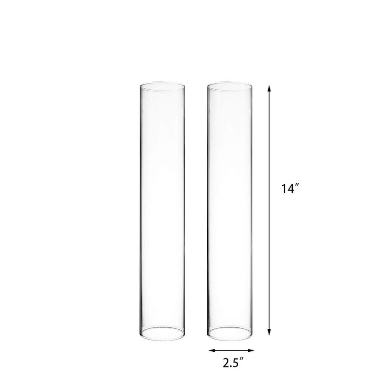 CYS EXCEL 2 PCS (H:14" D:6") Open Ended Glass Hurricane Candleholder Tube Shade | Multiple Size Choices Open Flame Candle Chimney Tube Cover | Bottomless Cylinder - Image 2