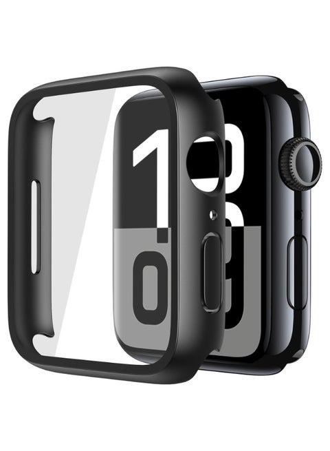 Tempered Glass Case Compatible for Apple Watch Series 11/Series 10 46mm, Hard PC Screen Protector Overall Protection Ultra-Thin Lightweight Scratch-Resistant Cover for iWatch, Black