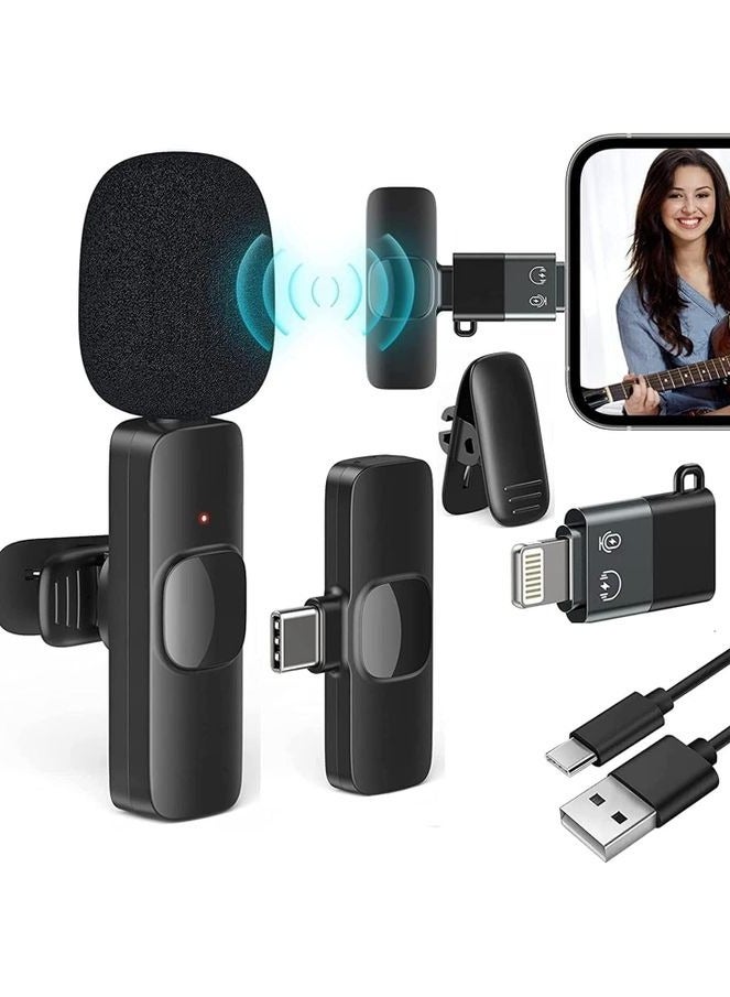 ميكروفون احترافي لاسلكي مزدوج K9 بمشبك طوق للبث المباشر والفيديو والتسجيل الصوتي من النوع C وiPhone - Image 4