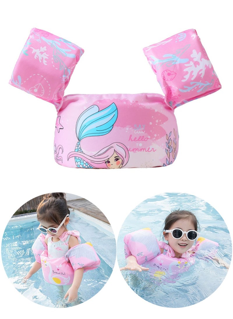 Swimming Float Vest with Arm Band for Kids 2-6 Years Old 22-55 Pouds, Swim Vest Cute Cartoon Swimming Wings Pool Floats Sleeve Children Water Sports Learning Swim Training Equipment for Boys and Girls-A - Image 1