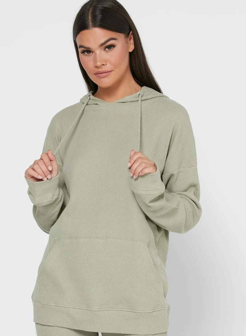 Missguided Waffle Loungewear Hoodie & Jogger Set