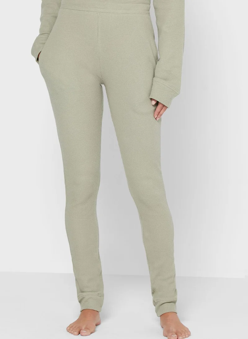 Missguided Waffle Loungewear Hoodie & Jogger Set