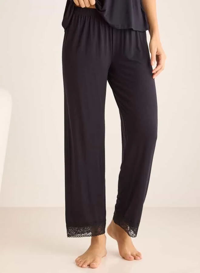 Splash FAV Lace Detail V-neck Top and Pyjama Set