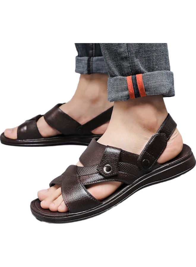 Pull Back Warrior Men'S Casual Sandals Home Slippers Outdoor Dual-Use Beach Comfortable Breathable Classic Simple Style Hl3338 Brown Size 40 - Image 2