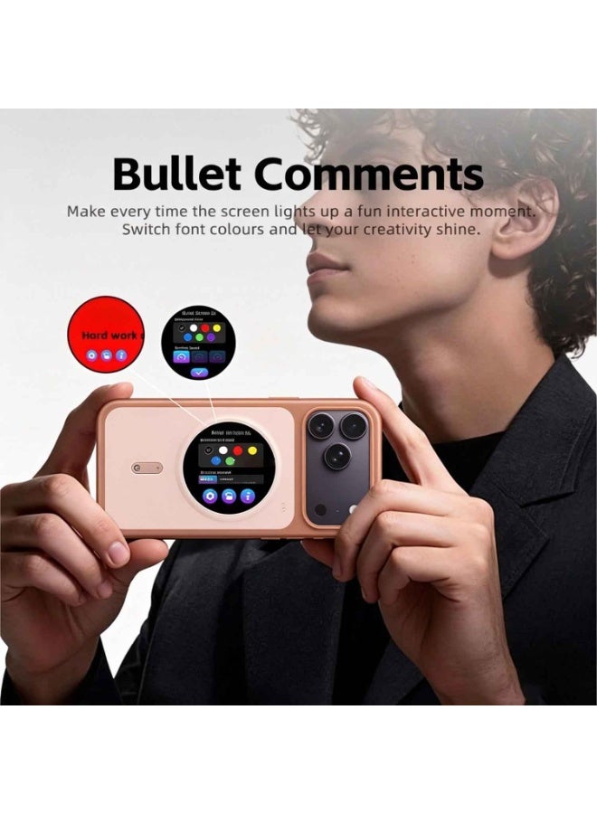 Smart Screen Phone Case for iPhone 17 Pro Max, 1.85" HD Display, Live Preview, Caller ID, Bullet Comments, Color Carousel, Magnetic Charging, Shockproof Case (Brown) - Image 5