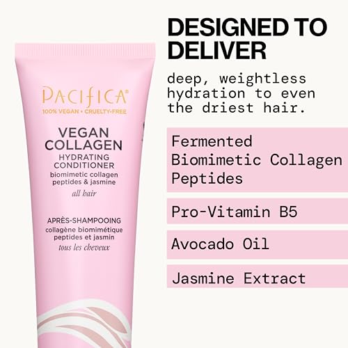 Pacifica Vegan Collagen Hydrating Shampoo & Conditioner Set – Moisturizing Hair Care for Dry Brittle Hair, Biotin & Avocado Oil for Strength & Shine, Thickening Clean Vegan Dermatologist Tested, 12 oz - Image 2