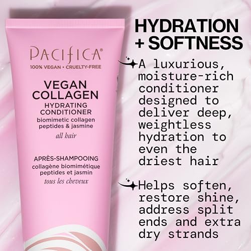 Pacifica Vegan Collagen Hydrating Shampoo & Conditioner Set – Moisturizing Hair Care for Dry Brittle Hair, Biotin & Avocado Oil for Strength & Shine, Thickening Clean Vegan Dermatologist Tested, 12 oz - Image 4