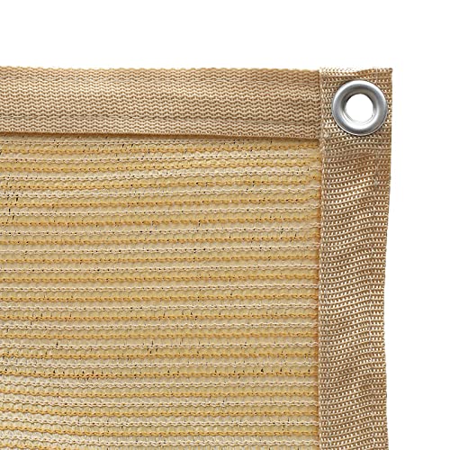 Shatex 90% Shade Fabric 12x 16ft Sun Shade Cloth Taped Edge with Grommets Sun-Block Mesh Shade for Pergola Cover Canopy Wheat, 12 Bungee Balls - Image 1