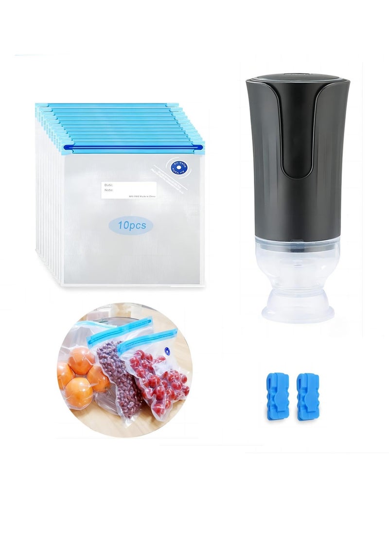 Generic - Electric Vacuum Sealer with Reusable BPA-Free Bags for Food Storage, Sous Vide Compatible, 13 Pcs Freezer Safe Vacuum Bags Kit - Image 1
