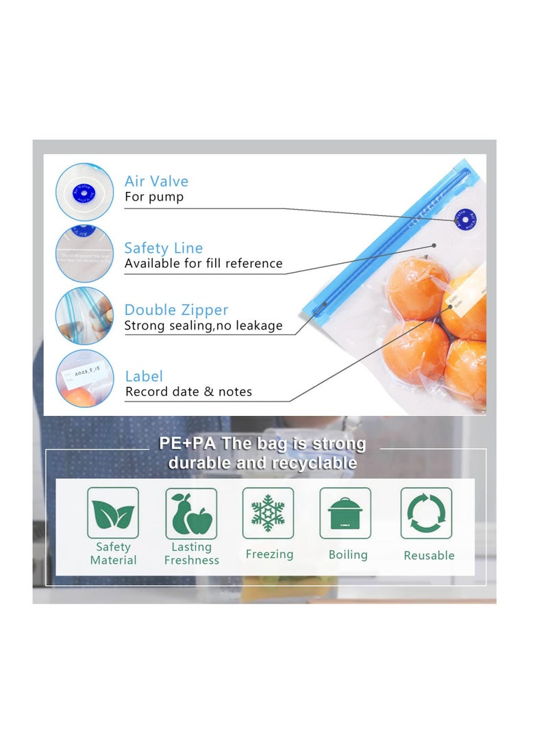 Generic - Electric Vacuum Sealer with Reusable BPA-Free Bags for Food Storage, Sous Vide Compatible, 13 Pcs Freezer Safe Vacuum Bags Kit - Image 1