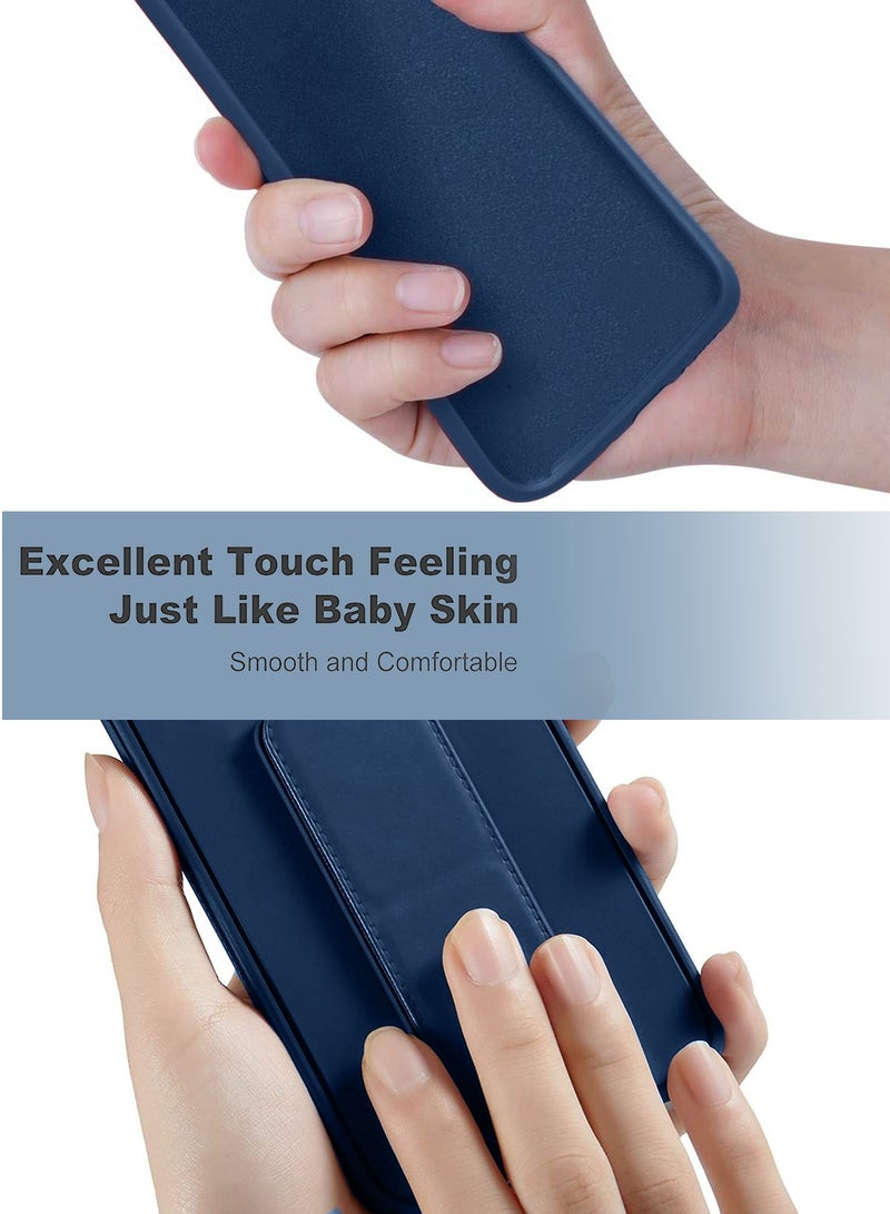 Wtech Hand Grip Foldable Magnetic Kickstand Wrist Strap Finger Grip With Built-In Iron Case Cover For Realme 12 Pro / 12 Pro+ / 12 Pro Plus 5G 2024 Navy Blue - Image 4