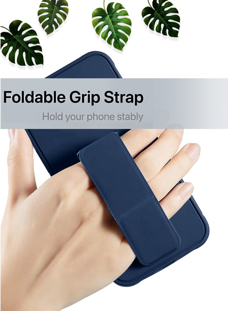 Wtech Hand Grip Foldable Magnetic Kickstand Wrist Strap Finger Grip With Built-In Iron Case Cover For Realme 12 Pro / 12 Pro+ / 12 Pro Plus 5G 2024 Navy Blue - Image 2