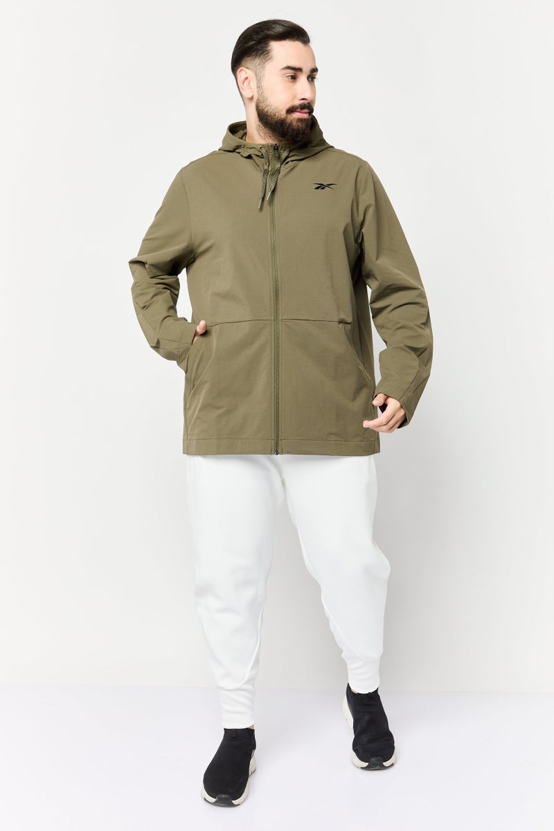 Reebok Men Sportswear Fit Hooded Training Jackets, Olive - Image 3