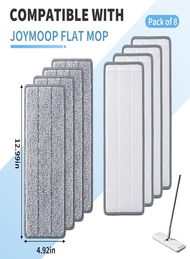 KEUYE 8Pack Replacement Pads Compatible with JOYMOOP 13-inch Flat Mop-13 * 4.9'',Reusable Microfiber Mop Pads Compatible with BOSHENG, Libman - Image 2