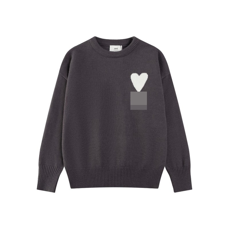 Heart Embroidery Round Neck Knitwear Pullover For Men And Women Loose Knitted Versatile Knitwear Long-Sleeved Tops Trendy - Image 5