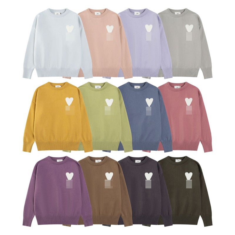 Heart Embroidery Round Neck Knitwear Pullover For Men And Women Loose Knitted Versatile Knitwear Long-Sleeved Tops Trendy - Image 2