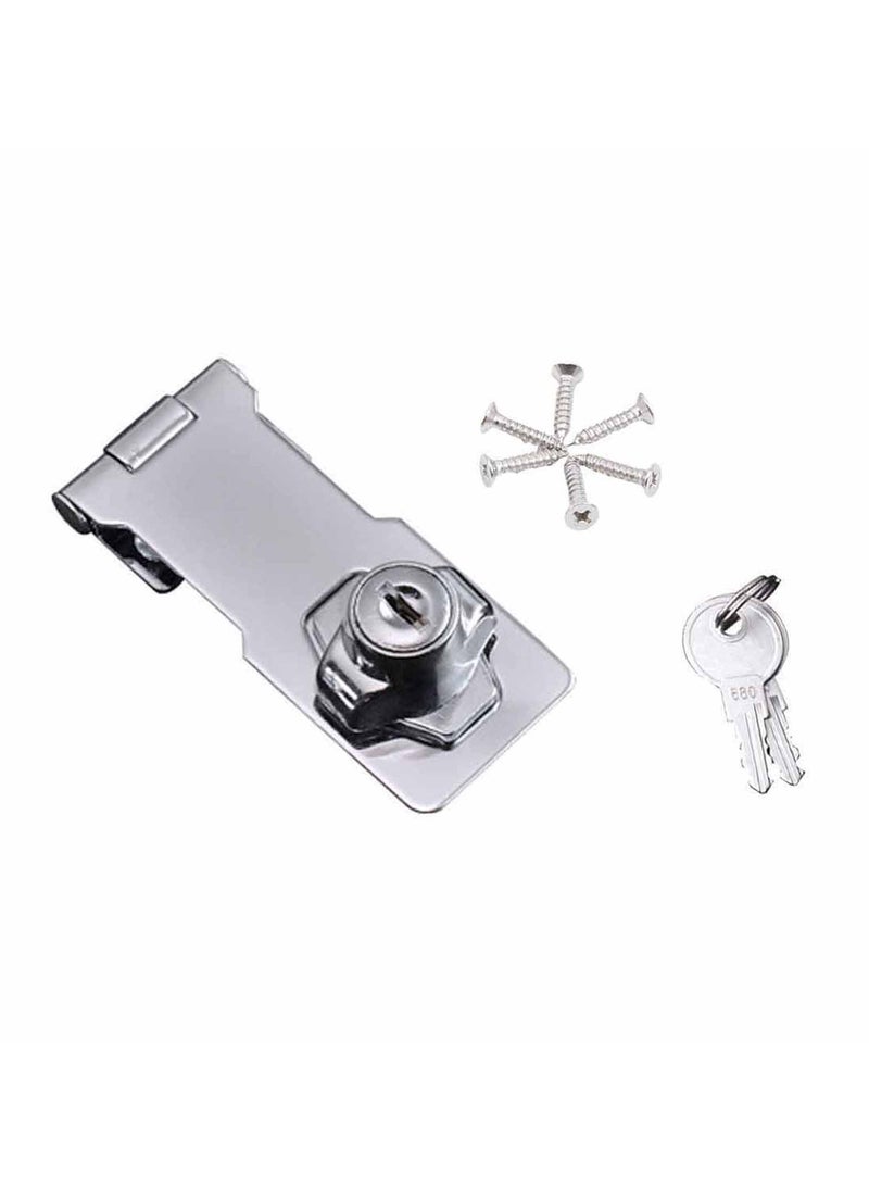 Generic Keyed Hasp Locks, Cabinet Locks with Keys and Screws, Silver, 3 Inches  - Image 1