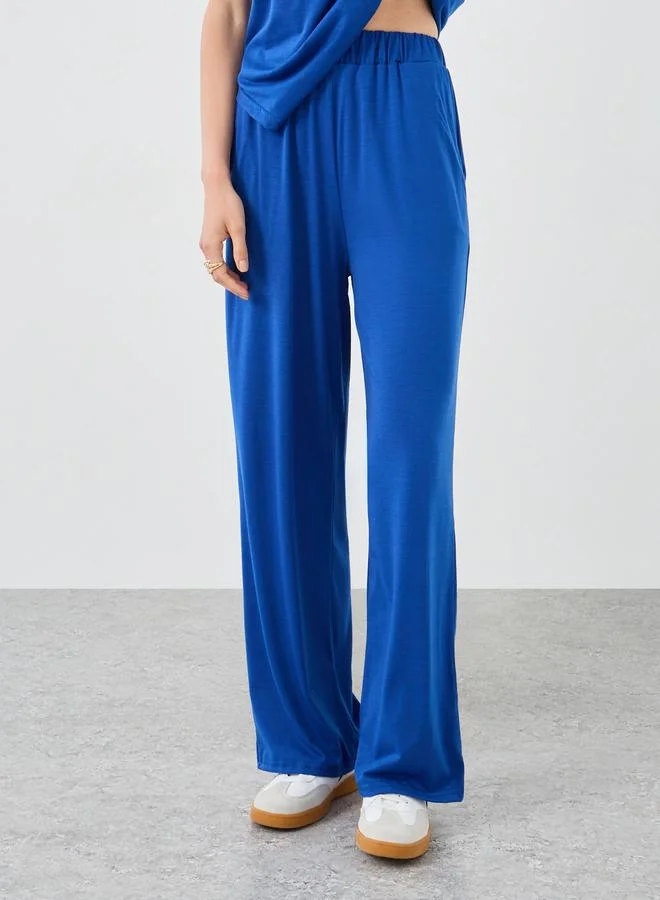 Take Two Take Two Blue Asymmetric Top and Wide Leg Pants Co-Ords