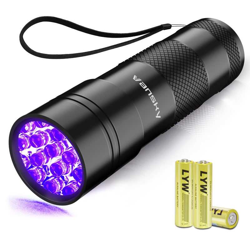 Vansky Black Light UV Flashlight,Vansky Blacklight 12 LED Urine Detector For Dog/Cat/Pet Urine & Dry Stains and Bed Bug On Carpets/Rugs/Floor,Matching with Pet Odor Eliminator - Image 1