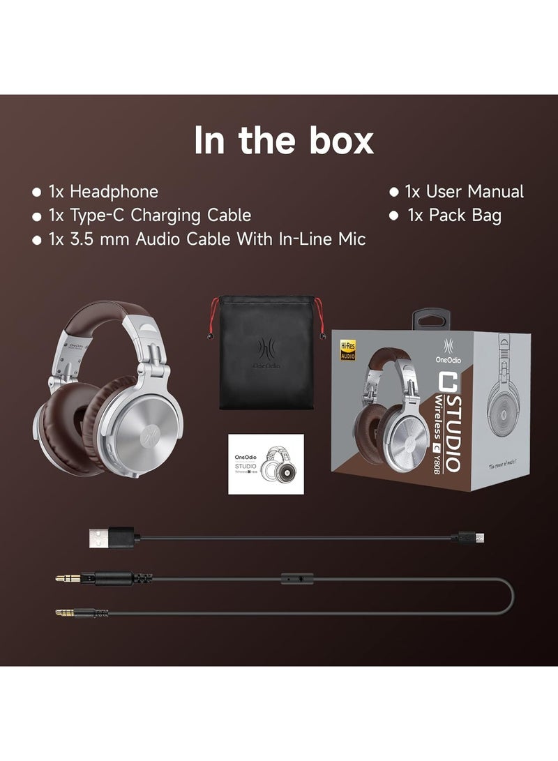 OneOdio Bluetooth Over Ear Headphones, 110 Hrs Wireless/Wired Stereo Sound Foldable Headsets with Deep Bass 50mm Neodymium Drivers for PC/Phone/Tablet - Studio Wireless Pro C - Image 2