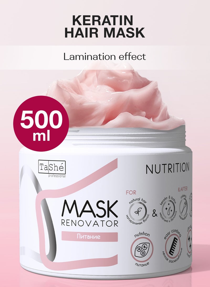 Tashe Silicone Free Hair Mask for Deep Nutrition and Restoration with Natural Avocado & Coconut Oil 500ml  - Image 1