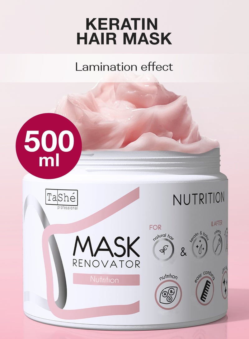 تاش قناع شعر مرمم ومغذٍ من Flario، 500 مل، خالٍ من السيليكون، يحتوي على زيت الأفوكادو وزيت جوز الهند، مخصص للشعر الجاف والتالف، يغذي ويصلح الشعر بعمق - Image 1