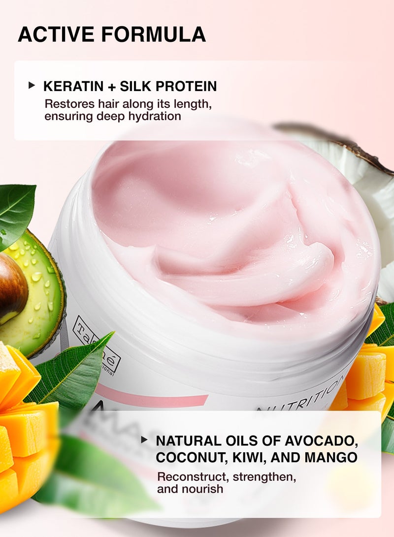 تاش قناع شعر مرمم ومغذٍ من Flario، 500 مل، خالٍ من السيليكون، يحتوي على زيت الأفوكادو وزيت جوز الهند، مخصص للشعر الجاف والتالف، يغذي ويصلح الشعر بعمق - Image 4