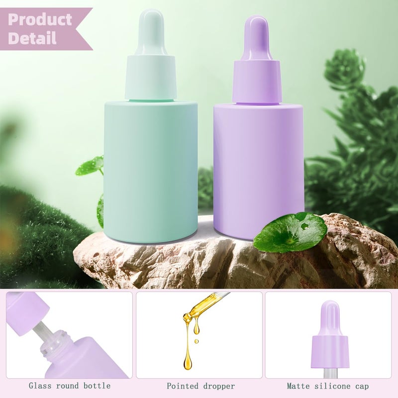 UMETASS 1 oz Small Glass Thick Dropper Droppers Pipette Bottles Glassware Droplet with 3 Funnels, 30ml Leakproof Essential Oils Tincture Bottle Mini Travel Essentials Bottles (4 Pack) (Multicolor) - Image 5