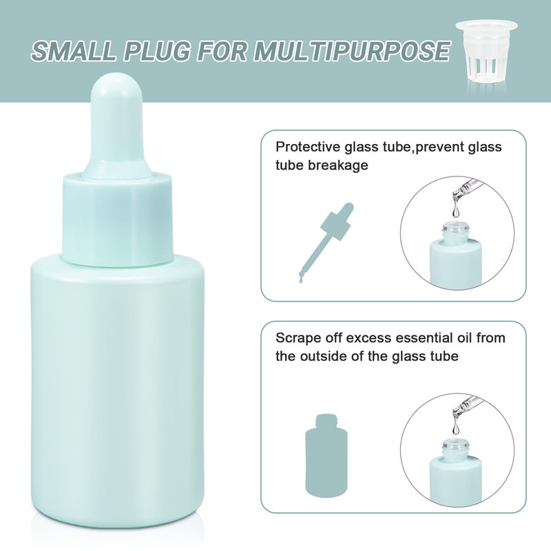 UMETASS 1 oz Small Glass Thick Dropper Droppers Pipette Bottles Glassware Droplet with 3 Funnels, 30ml Leakproof Essential Oils Tincture Bottle Mini Travel Essentials Bottles (4 Pack) (Multicolor) - Image 2