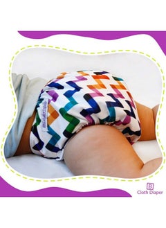 BEMBIKA Cloth Diapers For Babieswashable Reusable Cloth Diaper Ll Sizes Adjustable With 5 Layer Bamboo Charcoal Insert (Zig Zig)  - Image 5