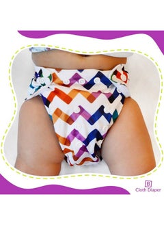 BEMBIKA Cloth Diapers For Babieswashable Reusable Cloth Diaper Ll Sizes Adjustable With 5 Layer Bamboo Charcoal Insert (Zig Zig)  - Image 3