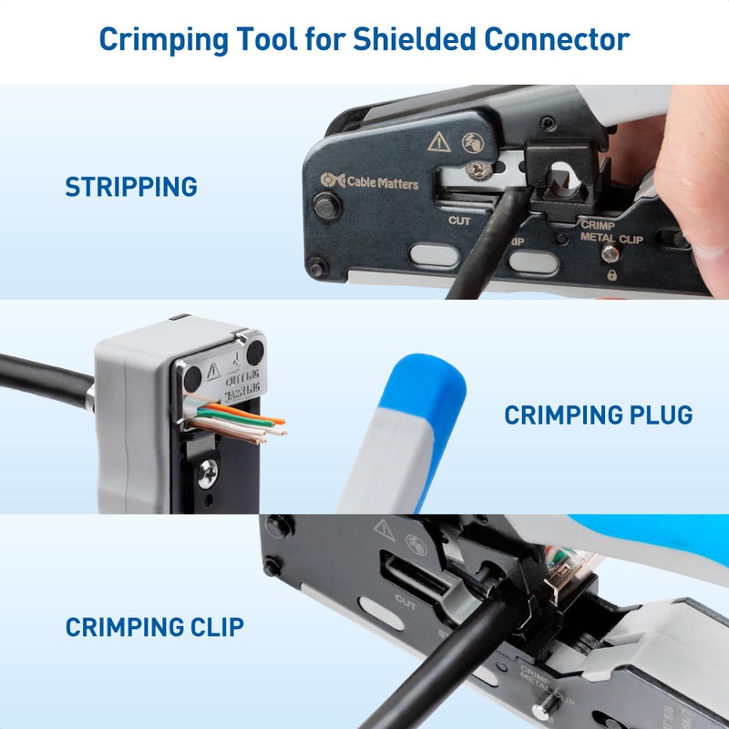 Cable Matters All-In-One Modular Ethernet Crimping Tool Cat 8 (Cat5 Cat6 Cat7 Cat8 Crimping Tool) for Shielded Pass-Through Connectors - Image 3