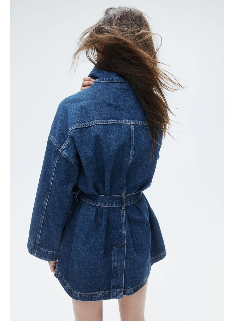 اتش اند ام Tie-belt denim jacket