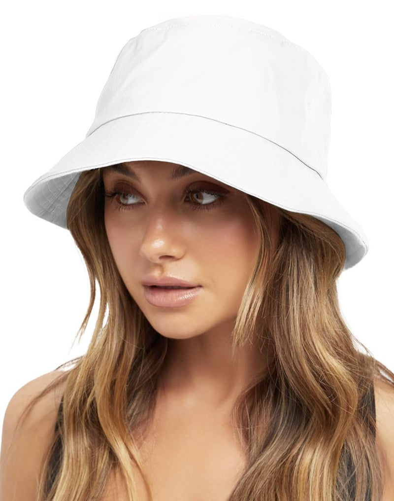 NORTHWIND Unisex Cotton Bucket Hat , Beach Hat , Sun Protection Cap , Round Hat (White), Free Size - Image 1