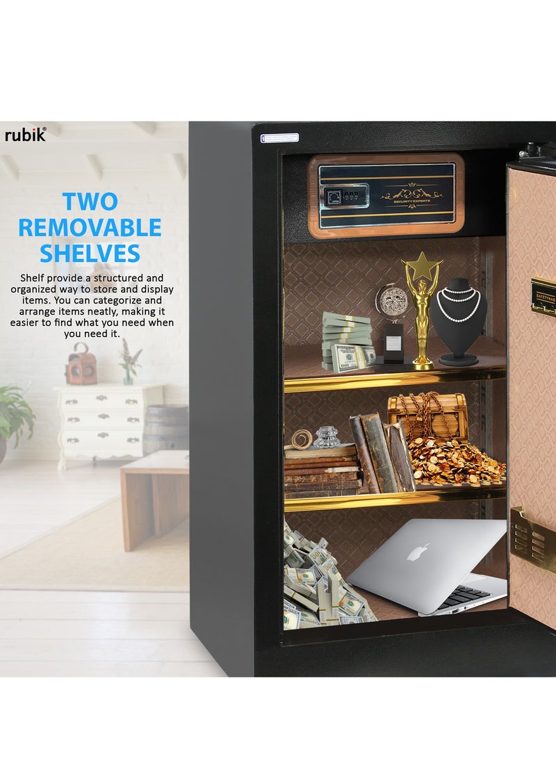Rubik Safe Box Large with Dual Security Digital Keypad and Key Lock System Protect Money Documents for Home Office (Size 100x51x45cm) Black - Image 2