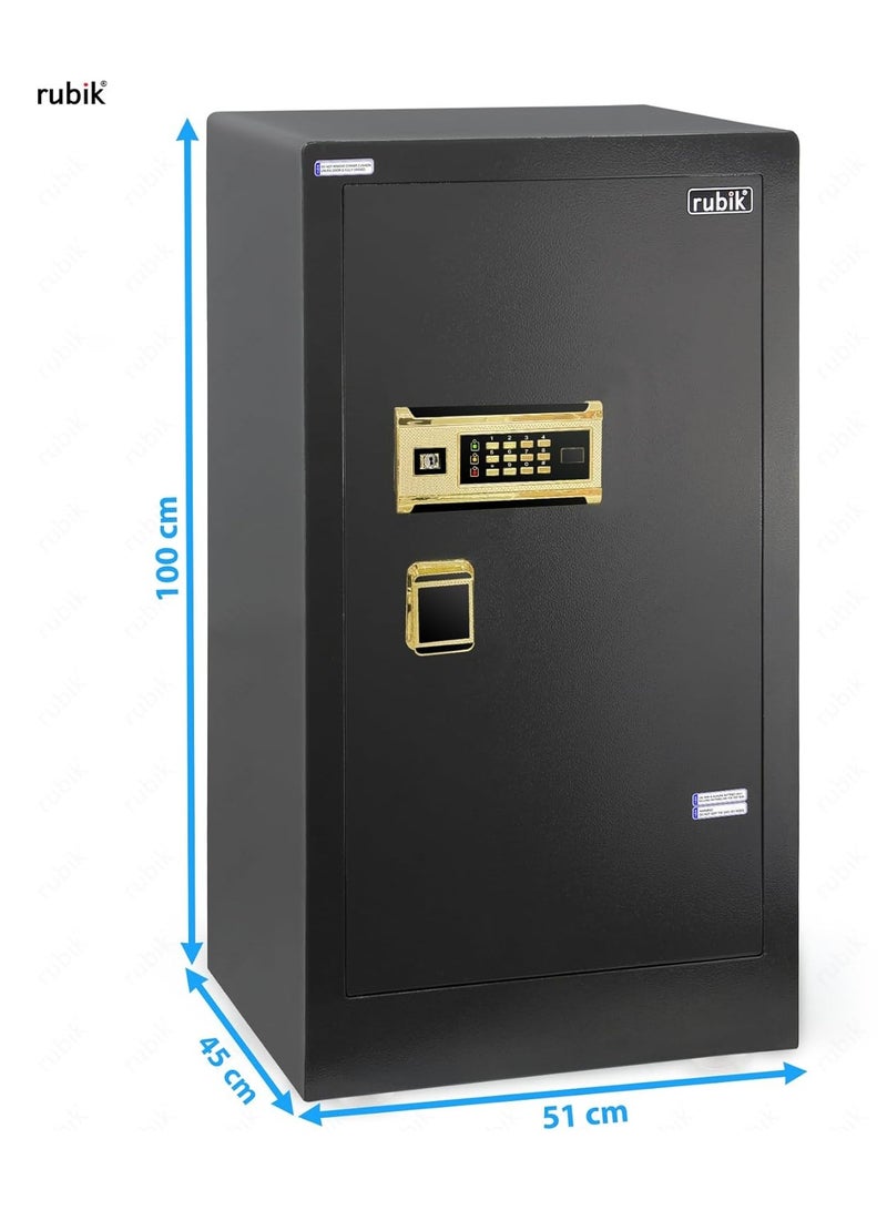 Rubik Safe Box Large with Dual Security Digital Keypad and Key Lock System Protect Money Documents for Home Office (Size 100x51x45cm) Black - Image 4
