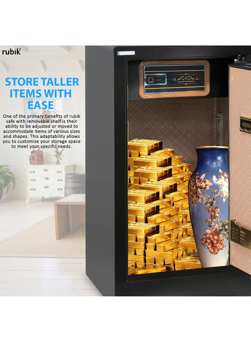 Rubik Safe Box Large with Dual Security Digital Keypad and Key Lock System Protect Money Documents for Home Office (Size 100x51x45cm) Black - Image 3