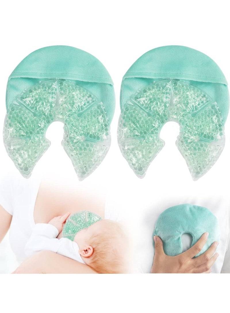 2PCS，Breast Ice Packs, Breast Therapy Pack for Engorgement Hot and Cold Breastfeeding Gel Pads for New Mom Essentials Reusable Gift for Relieve Clogged Ducts, Nipple Pain, Improve Milk Flow  - Image 1
