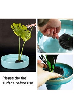 Excefore Flower Frogs 4 Pieces Plastic Floral Frogs Vase Round Black Arranger Tool Pin Holder Japanese Arranging Plant Decoration Fixed Supplies with Bottom Home DIY Craft  - Image 3