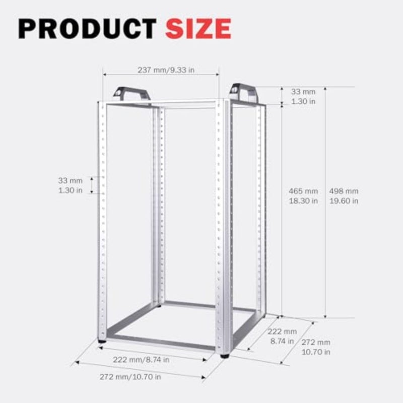 DeskPi RackMate TL1, 10 inch 10U Server Rack for Network, Servers, Audio, and Video Equipment, Open Frame Aluminum Alloy Rack - Image 2