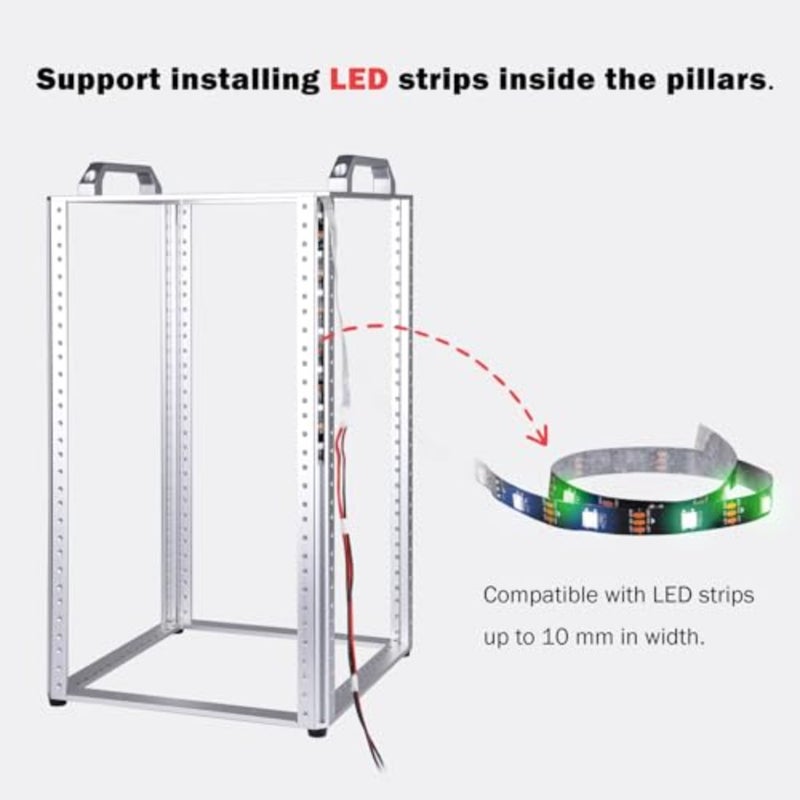 DeskPi RackMate TL1, 10 inch 10U Server Rack for Network, Servers, Audio, and Video Equipment, Open Frame Aluminum Alloy Rack - Image 5