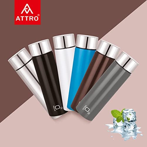 Attro O2 1100ml Stainless Steel Single Wall Water Bottle, Light Weighted Leak-Proof Use for Office, School, Outdoor & Gym, Set of 2 - Chocolate Brown - Image 3